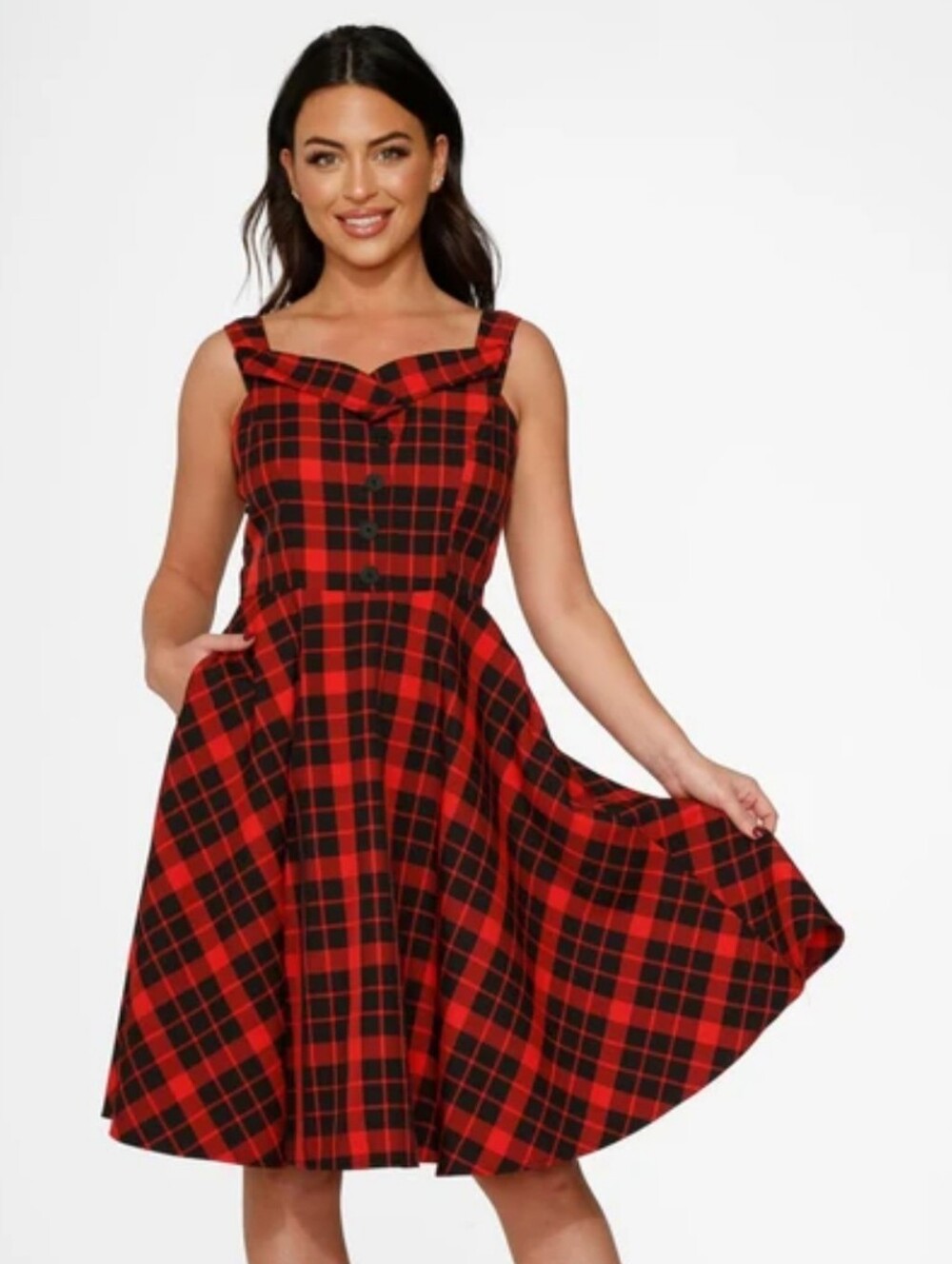 Modcloth by Orchid Bloom Red Plaid Dress Size Medium